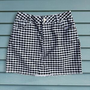 Topshop Black and White Gingham Mini Skirt